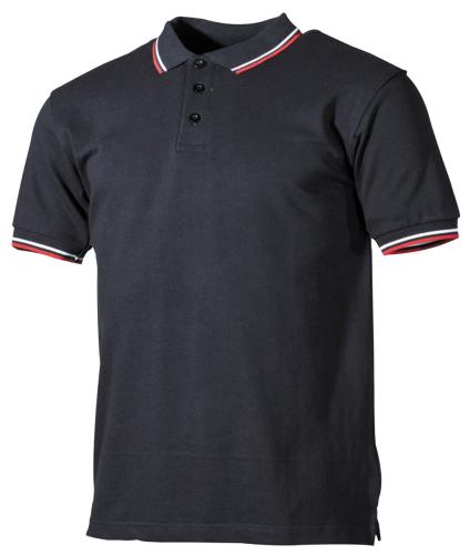 Product image of the product “Polo Shirt, black, red-white stripes, button placket ”