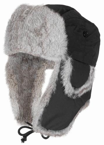 Artikelbild des Artikels “Fellmütze, schwarz, mit grauem Echtfell, Steppfütterung “