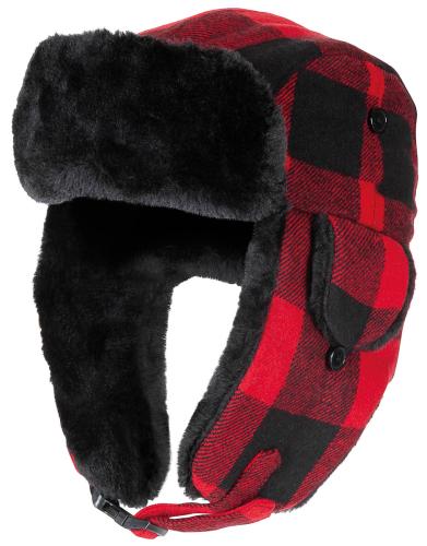 Artikelbild des Artikels “Holzfällermütze mit Fell, rot-schwarz “