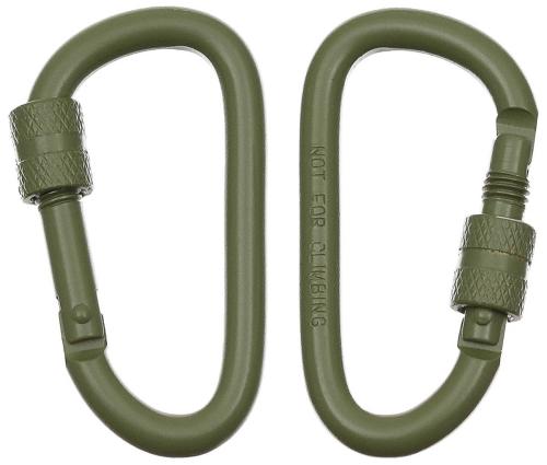 Artikelbild des Artikels “Karabiner, Schraubverschluss, D 6 mm x 6 cm, 2er Pack, oliv “