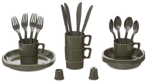 Artikelbild des Artikels “Camping Kunststoffgeschirr, 26-teilig, oliv “