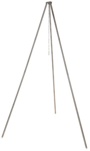 Artikelbild des Artikels “Dreibein, ca. 1,9 m, Edelstahl, mit Kette und Haken “