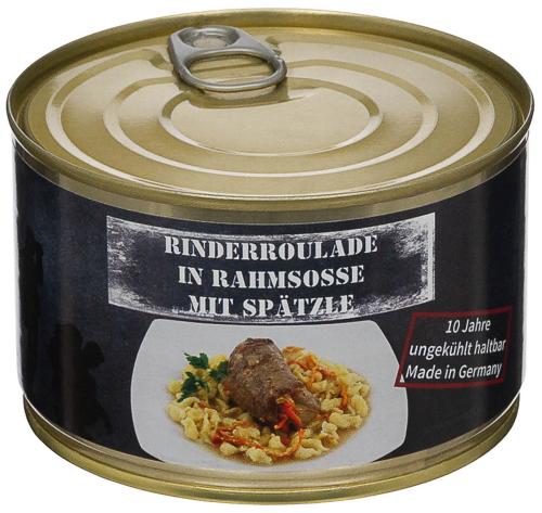 Artikelbild des Artikels “Rinderroulade mit Spätzle, Vollkonserve, 400 g, 7% Mwst. “