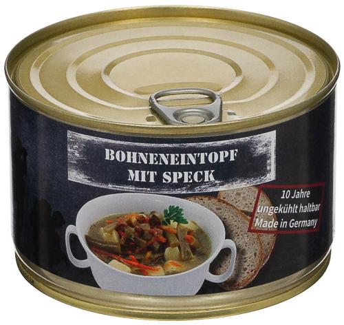 Artikelbild des Artikels “Bohneneintopf mit Speck, Vollkonserve, 400 g, 7% Mwst. “