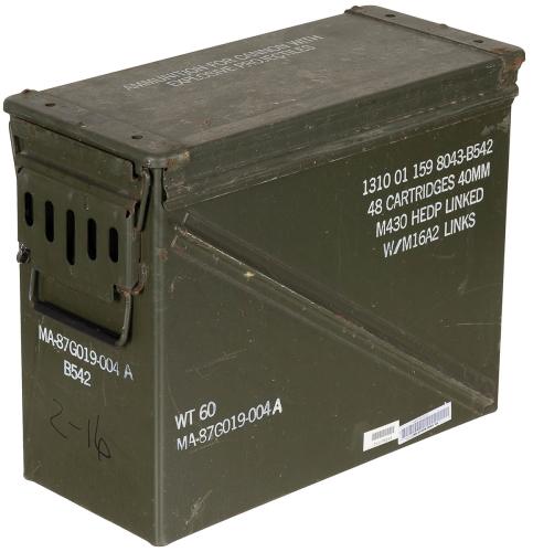 Artikelbild des Artikels “Munitionskiste, Gr. 7, gebr., Abm.: 46 x 21,5 x 36,5 cm “