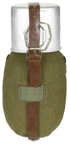 Artikelbild des Artikels “Rumän. Feldflasche, Alu, Becher, Hülle, neuw., Lagersp. “