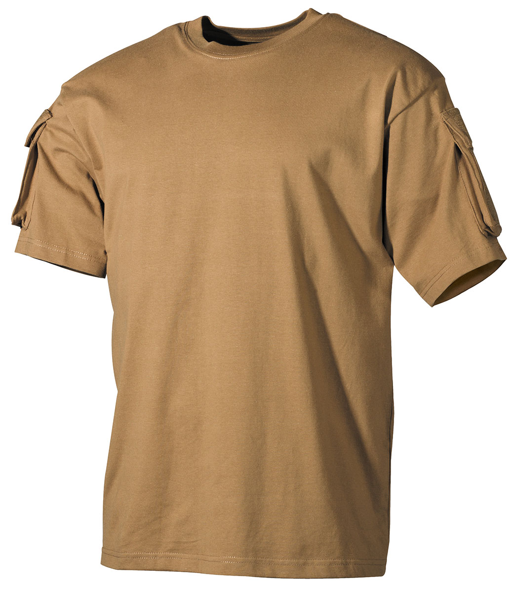 Product image 1 of the product “US T-Shirt, short-sleeved, coyote, with sleeve pockets ”