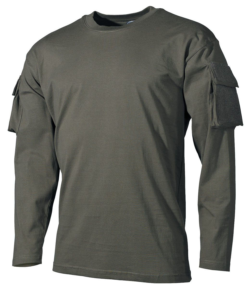 Product image 1 of the product “US Shirt, long-sleeved, OD green, with sleeve pockets ”