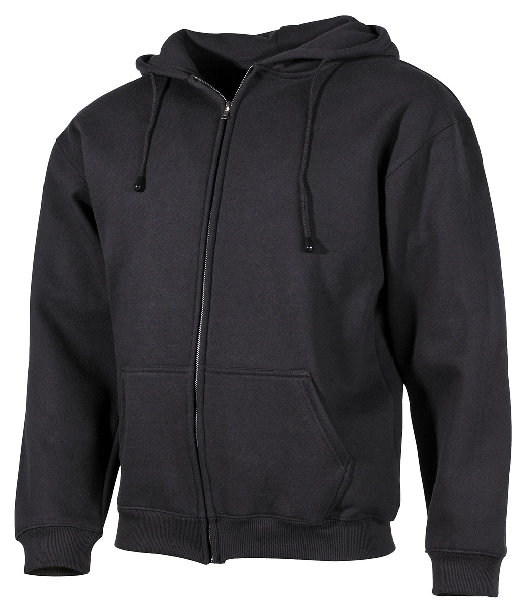 Product image 1 of the product “Hooded Sweat Jacket, 340 g/m², black ”