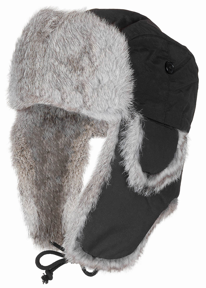 Artikelbild 1 des Artikels “Fellmütze, schwarz, mit grauem Echtfell, Steppfütterung “