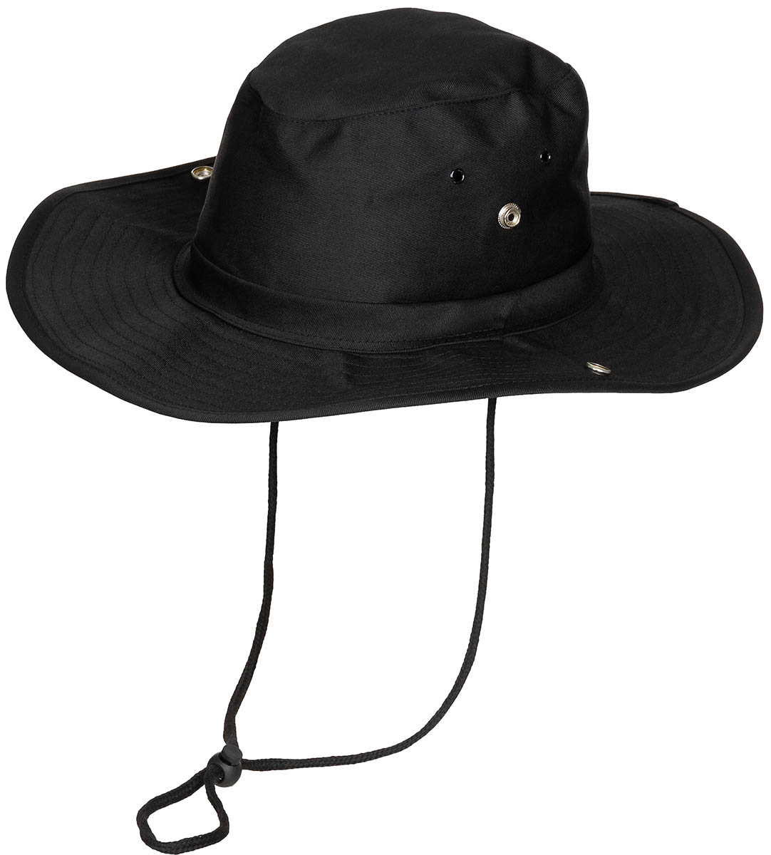 Image 1 de l'article Chapeau de brousse, noir, mentonnière, bord pliable 