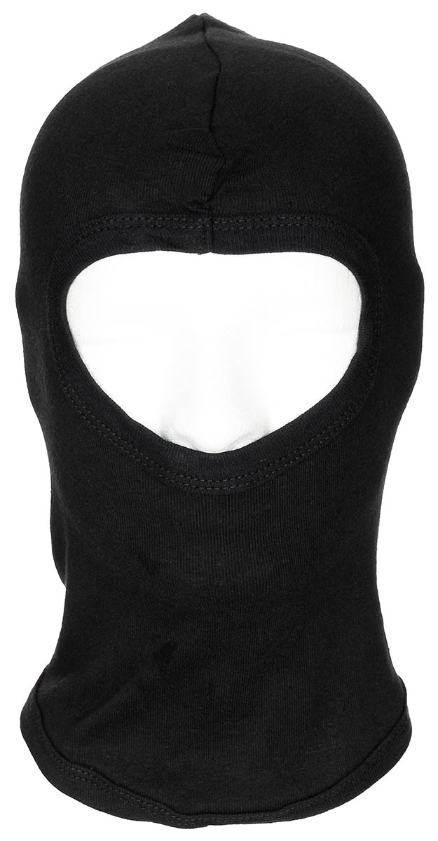 Image 1 de l'article Cagoule, Balaclava, 1 trou, fin, noir, 100 % Coton 