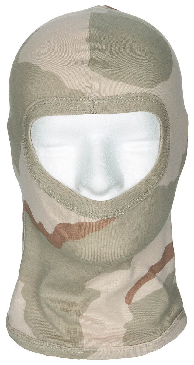 Image 1 de l'article Cagoule, Balaclava, 1 trou, fin, 3-couleur désert, 100 % Coton 