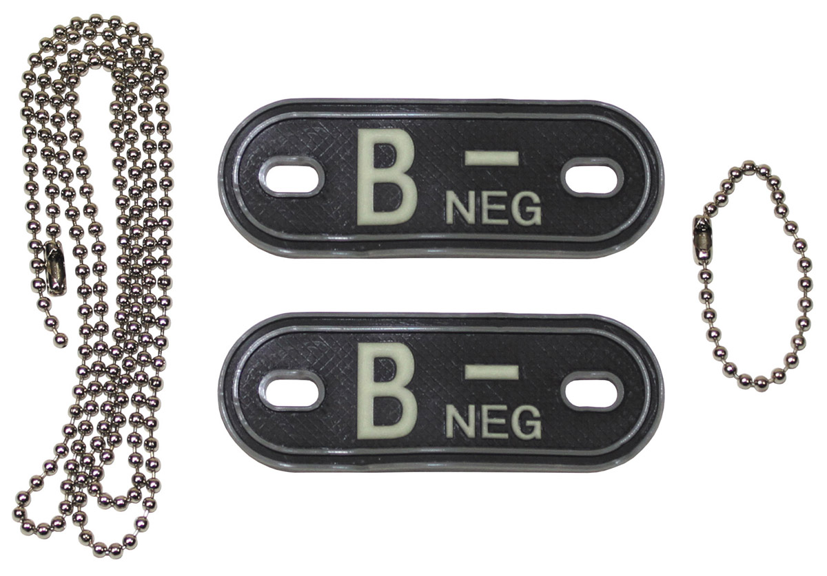 Artikelbild 1 des Artikels “Blutgruppenmarken, mit Ketten, nachleuchtend, 