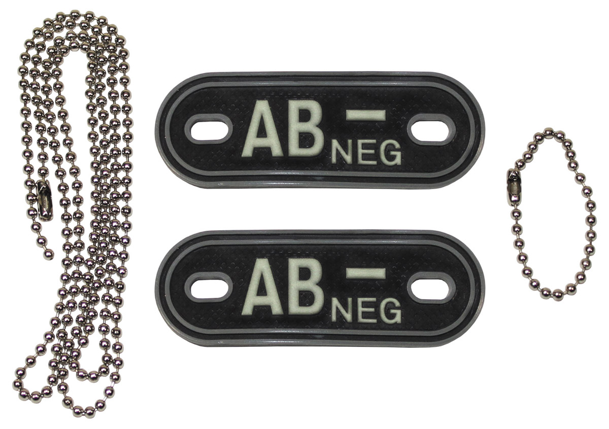Artikelbild 1 des Artikels “Blutgruppenmarken, mit Ketten, nachleuchtend, 