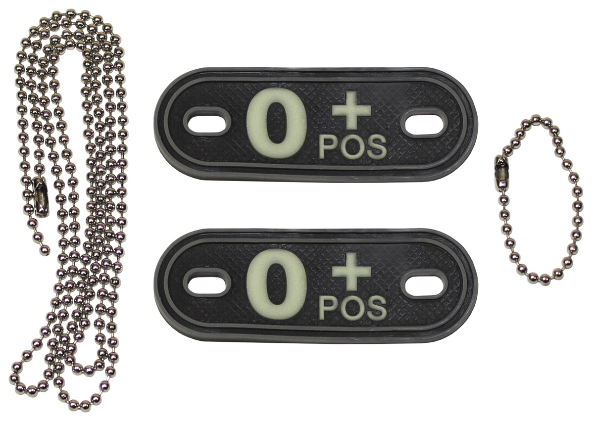 Artikelbild 1 des Artikels “Blutgruppenmarken, mit Ketten, nachleuchtend, 