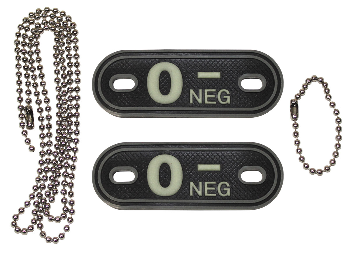 Artikelbild 1 des Artikels “Blutgruppenmarken, mit Ketten, nachleuchtend, 