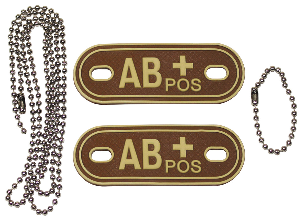 Artikelbild 1 des Artikels “Blutgruppenmarken, mit Ketten, desert, 