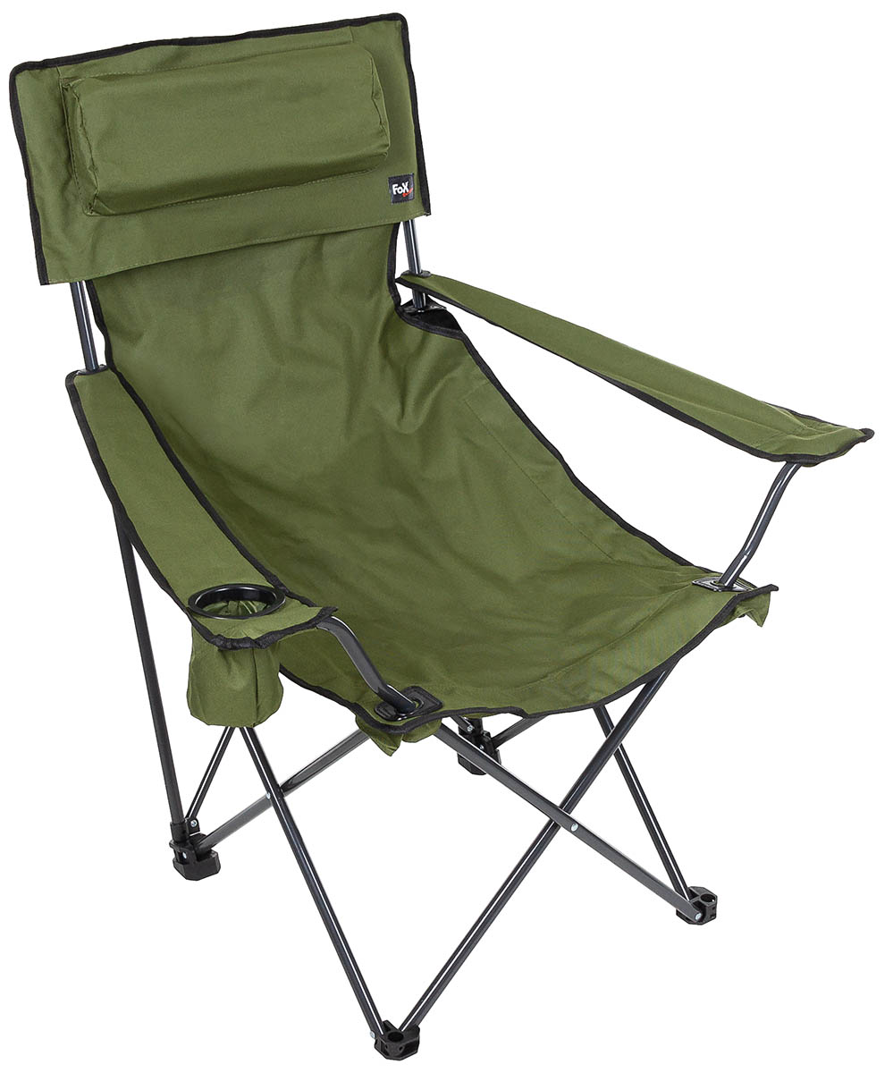 Image 1 de l'article Chaise pliante, Deluxe, olive, dossier et accoudoir 