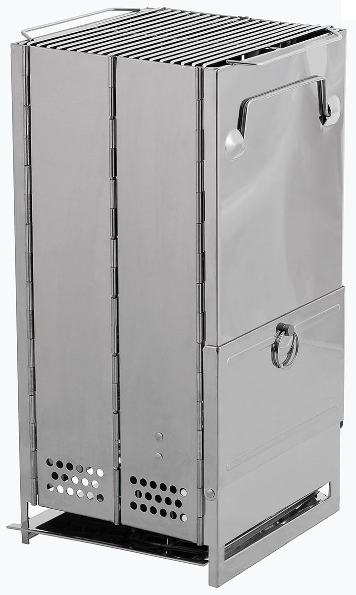 Image 1 de l'article Poêle Fusée, avec grille, pliable, grande, Inox 