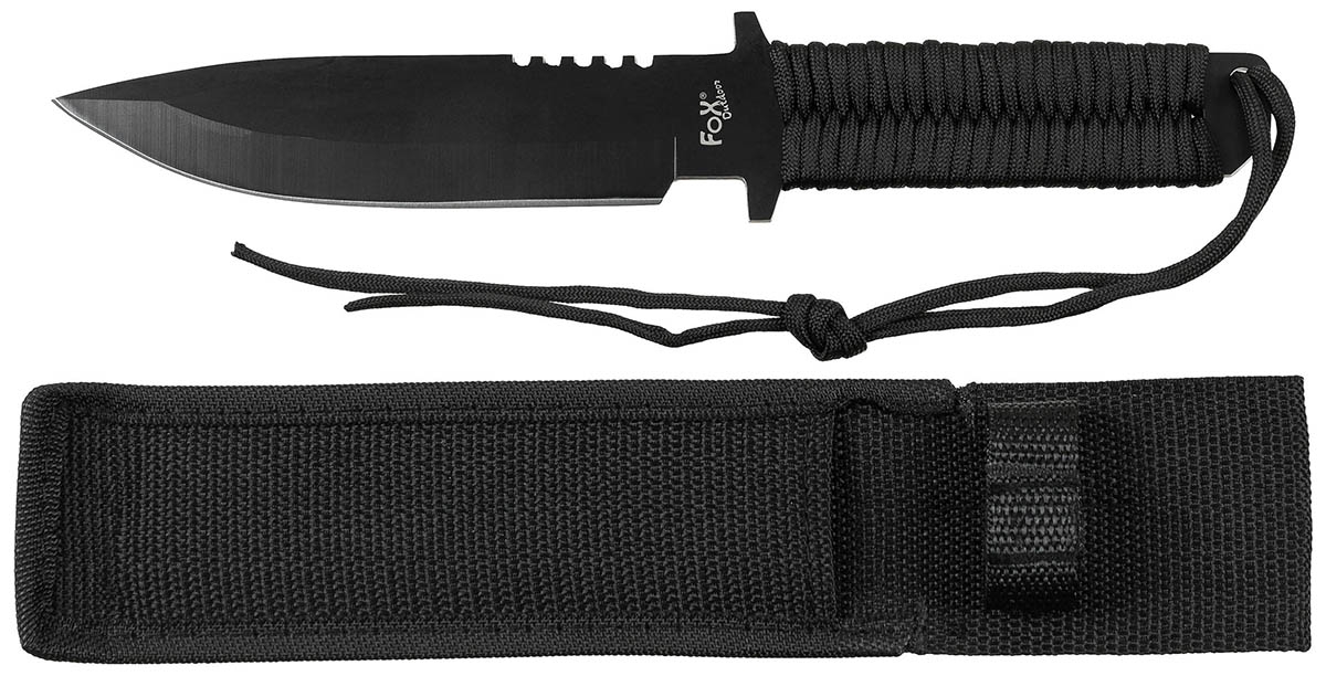 Artikelbild 1 des Artikels “Messer, feststehende Klinge, schwarz, Griff umwickelt “