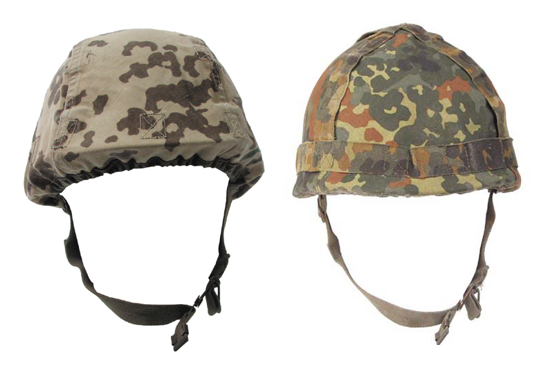 Product image 1 of the product “BW Helmet Cover, reversible, flecktarn/BW tropical camo, used ”