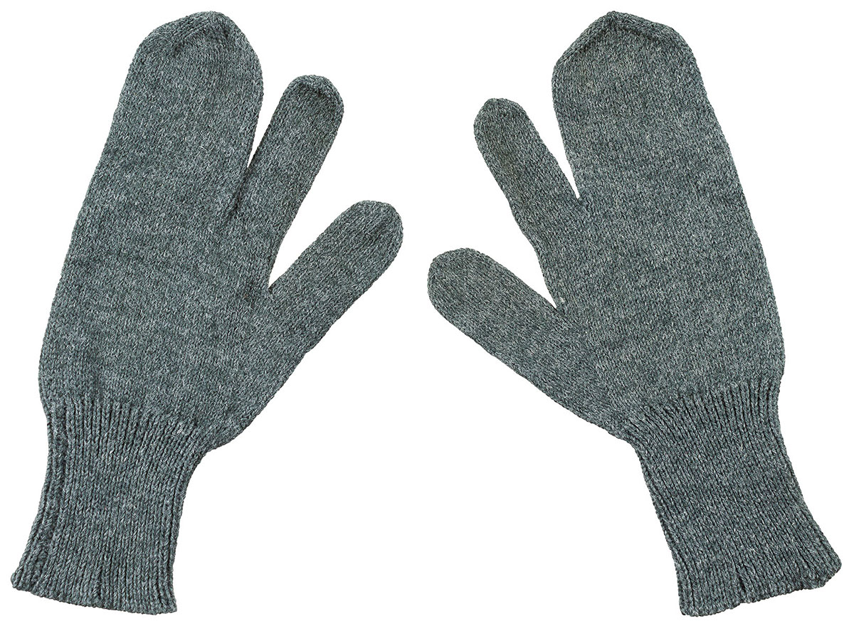 Artikelbild 1 des Artikels “Schweiz. Strickhandschuhe, 3 Finger, Wolle, grau, gebr. “