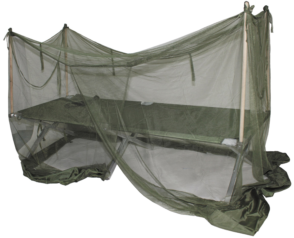 Artikelbild 1 des Artikels “Brit. Moskitonetz für Feldbett oliv, mit 4 Holzstangen, gebr. “
