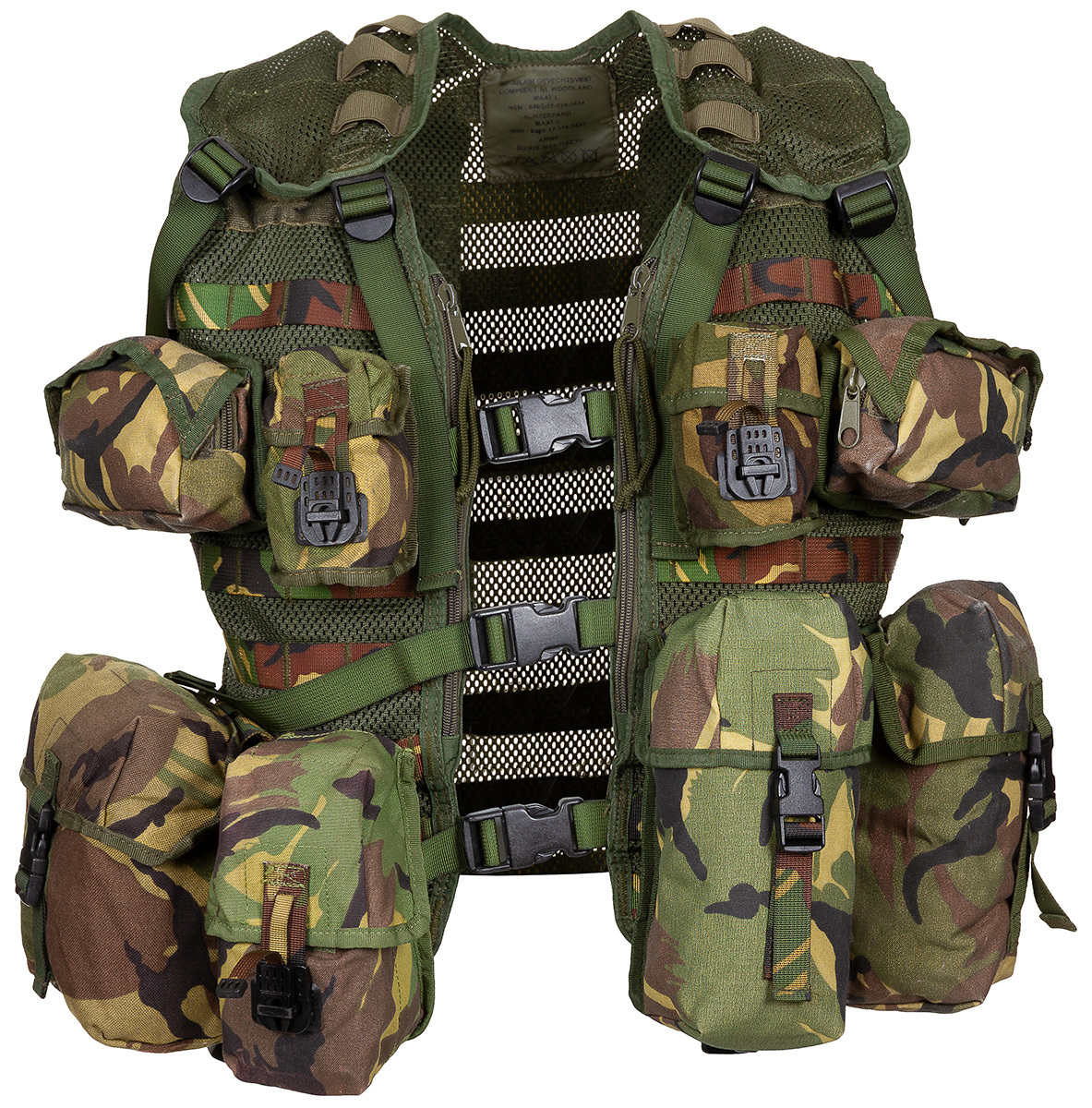Artikelbild 1 des Artikels “Holl. Gefechtsweste, Modular, NL tarn, 9 div. Taschen, gebr. “