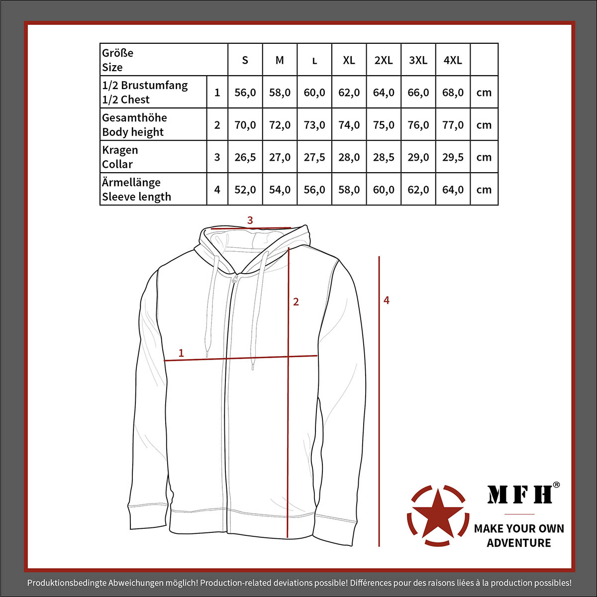 Product image 2 of the product “Hooded Sweat Jacket, 340 g/m², black ”