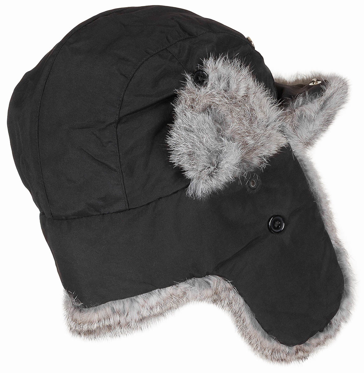 Artikelbild 2 des Artikels “Fellmütze, schwarz, mit grauem Echtfell, Steppfütterung “