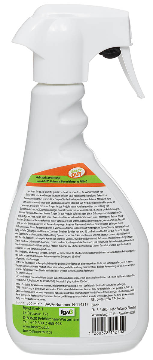 Artikelbild 2 des Artikels “Insect-OUT, 500 ml, Ungezieferspray PYR+G “