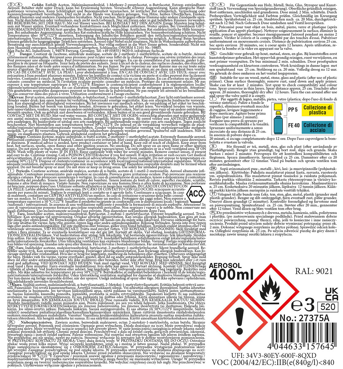 Artikelbild 2 des Artikels “Army Farbspray, SCHWARZ, matt, 400 ml “