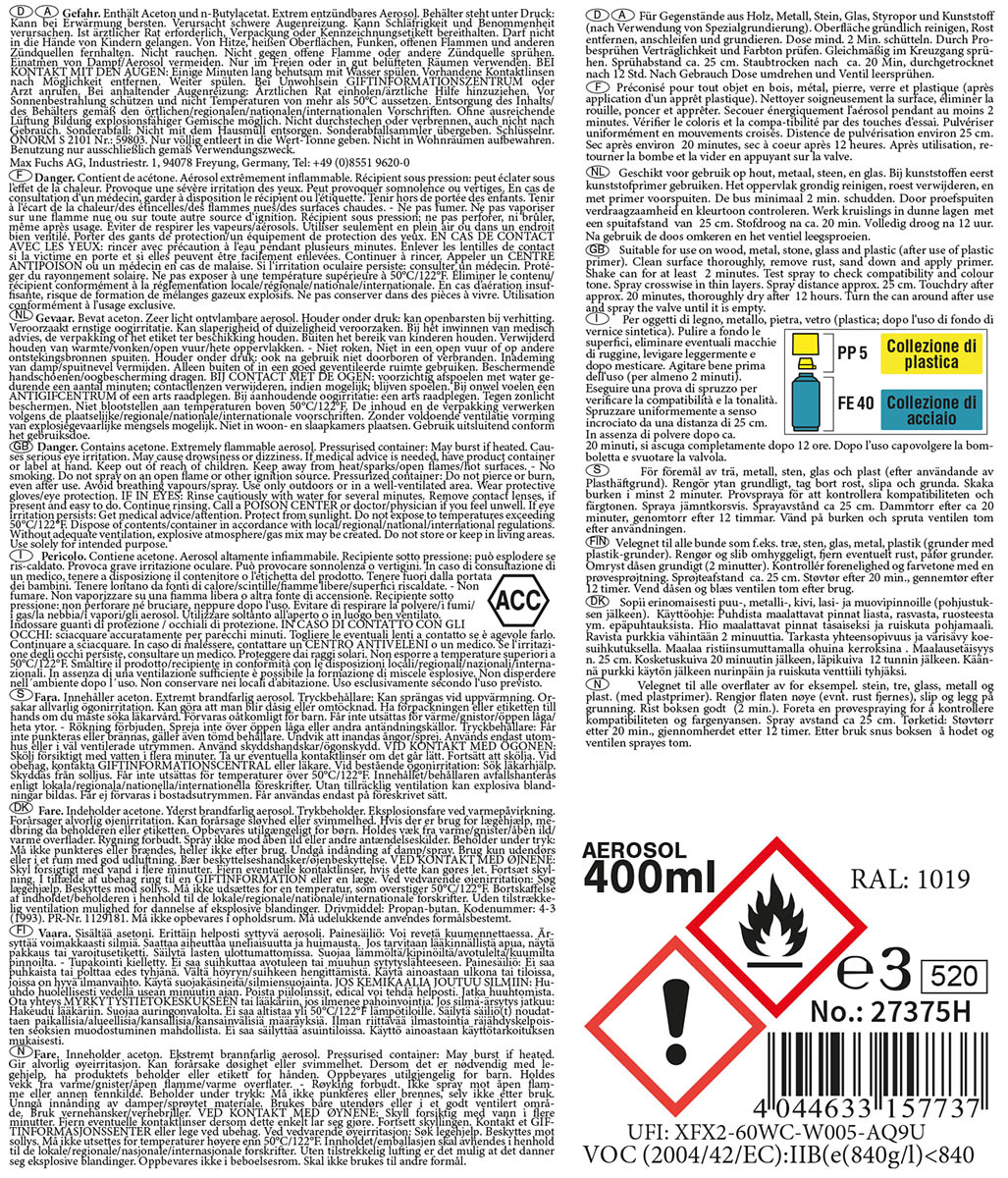 Image 2 de l'article Bombe de peinture armée, DESERT, mat, 400 ml 