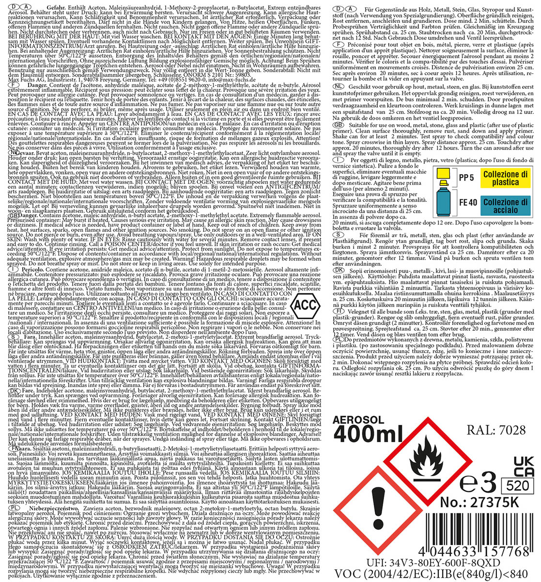 Artikelbild 2 des Artikels “Army Farbspray, WH DUNKELGELB, matt, 400 ml “