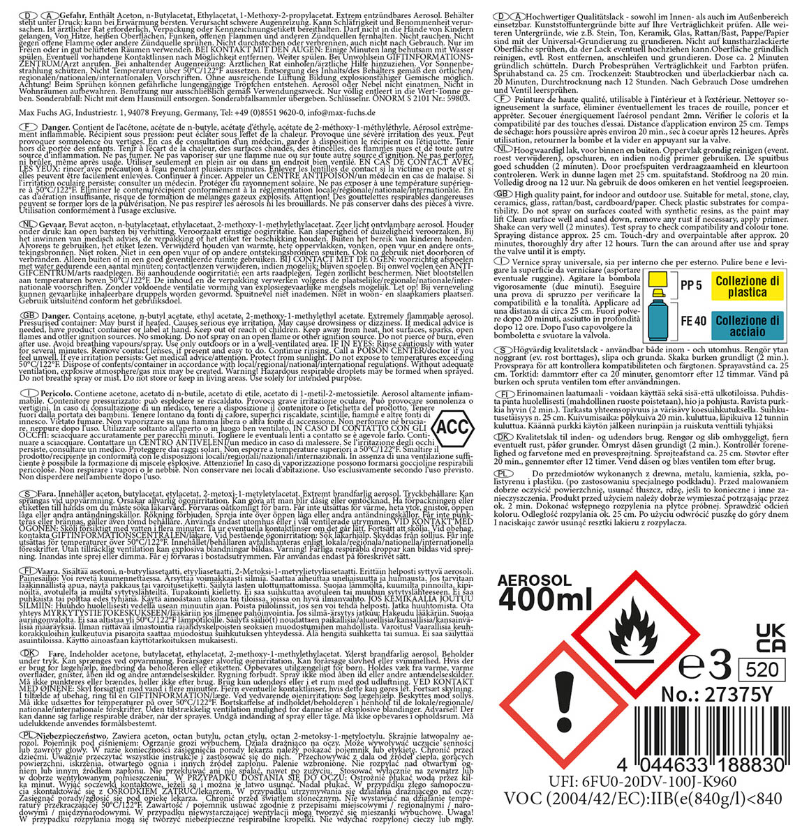 Artikelbild 2 des Artikels “Army Farbspray, UNIVERSALGRUNDIERUNG, 400 ml “