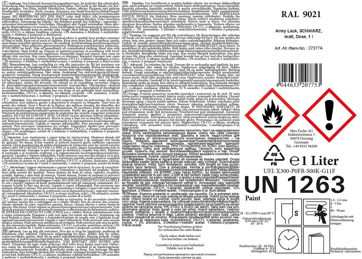 Artikelbild 2 des Artikels “Army Lack, SCHWARZ, matt, Dose, 1 l “