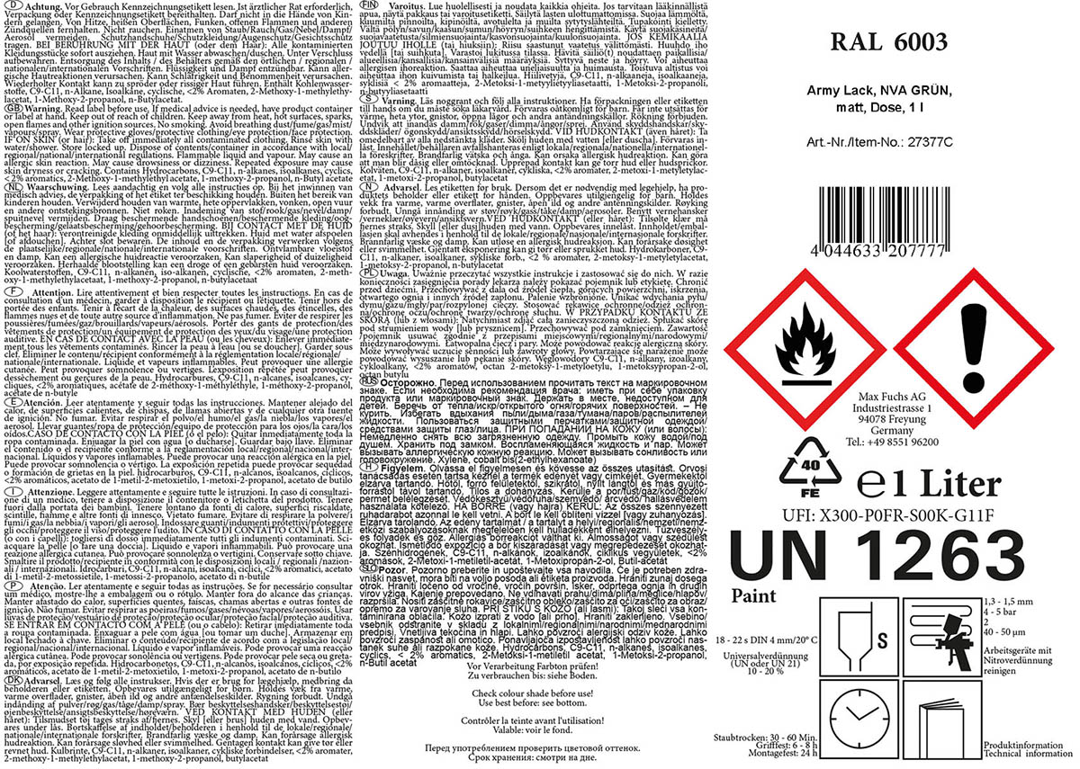 Artikelbild 2 des Artikels “Army Lack, NVA GRÜN, matt, Dose, 1 l “