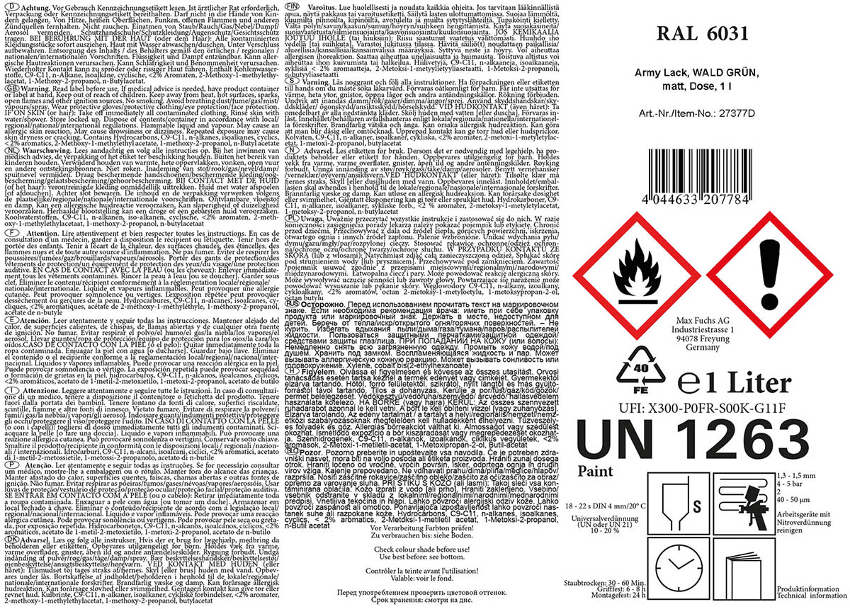 Artikelbild 2 des Artikels “Army Lack, WALD GRÜN, matt, Dose, 1 l “