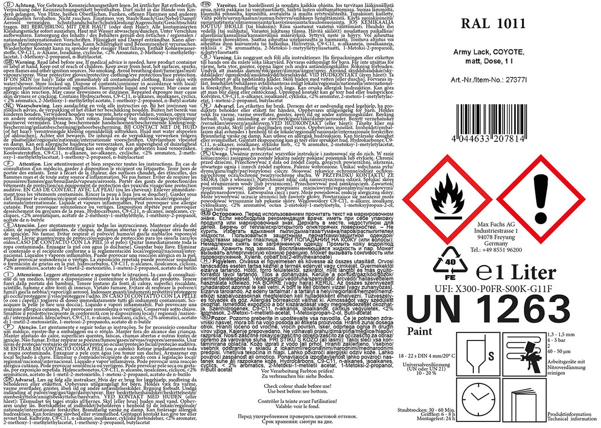 Artikelbild 2 des Artikels “Army Lack, COYOTE, matt, Dose, 1 l “