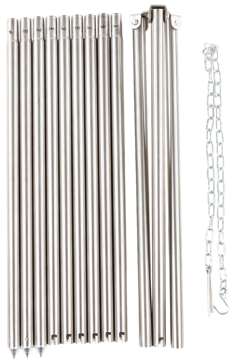 Artikelbild 2 des Artikels “Dreibein, ca. 1,9 m, Edelstahl, mit Kette und Haken “