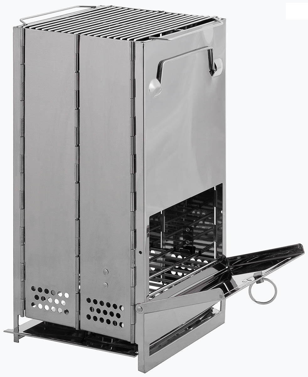 Image 2 de l'article Poêle Fusée, avec grille, pliable, grande, Inox 