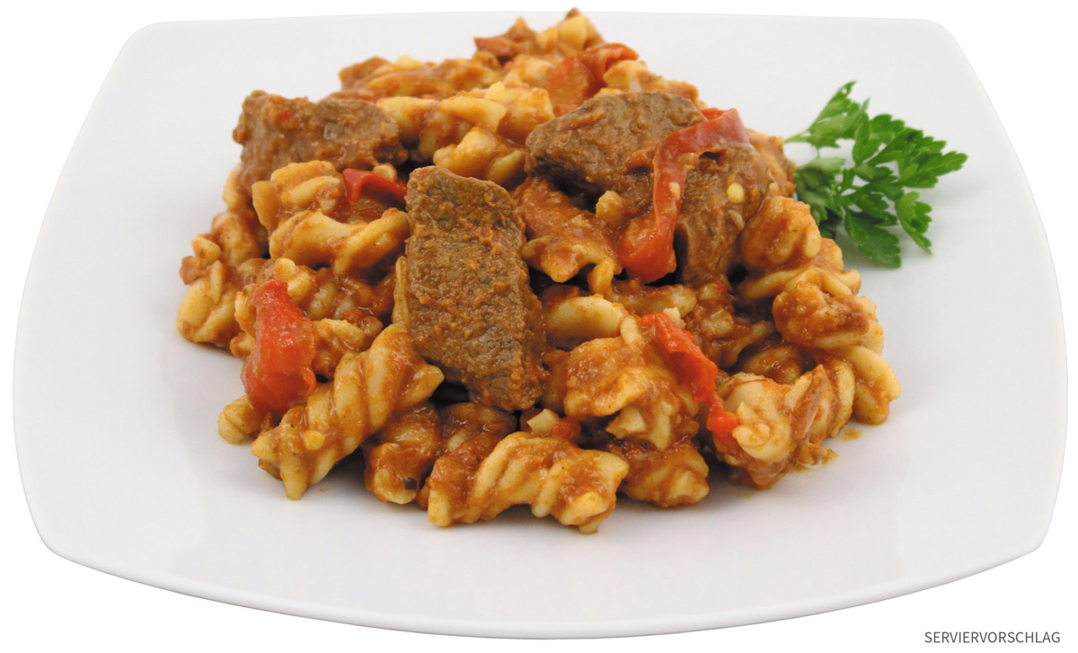 Artikelbild 2 des Artikels “Rindergulasch ungar. m.Nudeln, Vollkonserve, 400 g, 7% Mwst. “