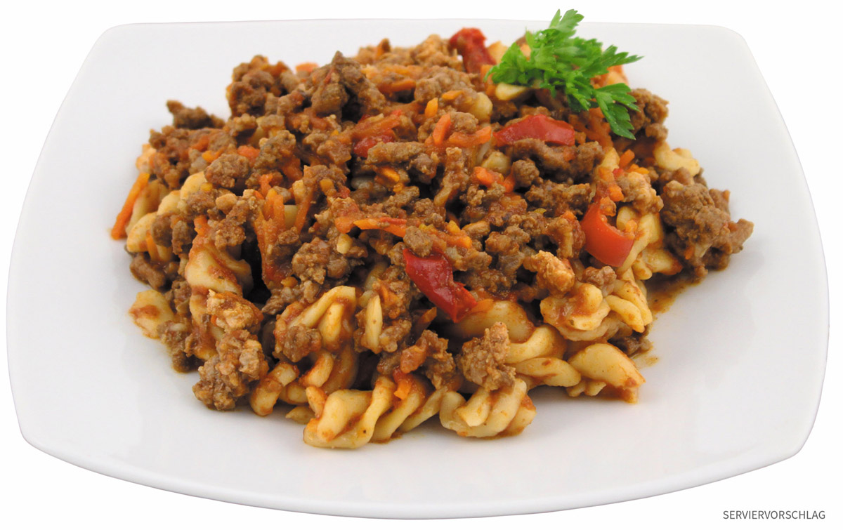 Artikelbild 2 des Artikels “Nudeln mit Bolognesesoße, Vollkonserve, 400 g, 7% Mwst. “