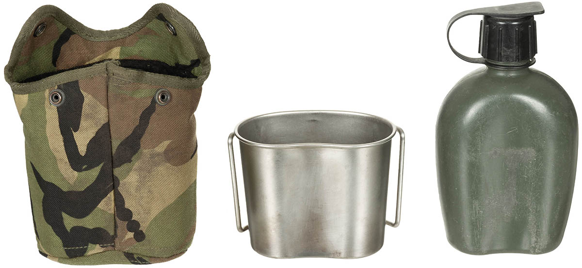 Artikelbild 2 des Artikels “Holl. Feldflasche, Stoffbezug, NL tarn, Trinkbecher, gebr. “