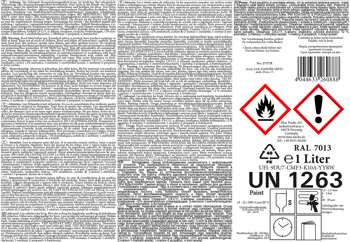 Artikelbild 2 des Artikels “Army Lack, RANGER GRÜN, matt, Dose, 1 l “
