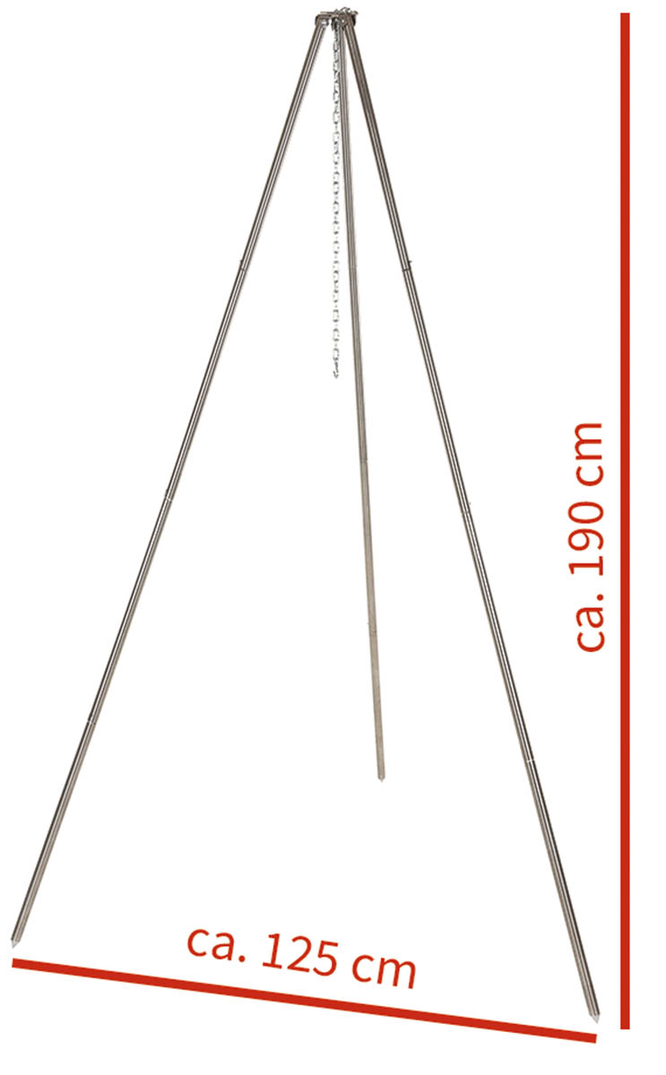 Artikelbild 3 des Artikels “Dreibein, ca. 1,9 m, Edelstahl, mit Kette und Haken “