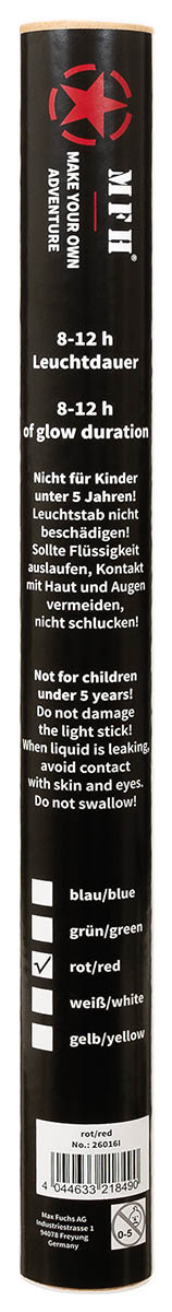 Artikelbild 4 des Artikels “Leuchtstab, groß, rot, 35 x 2,5 cm “