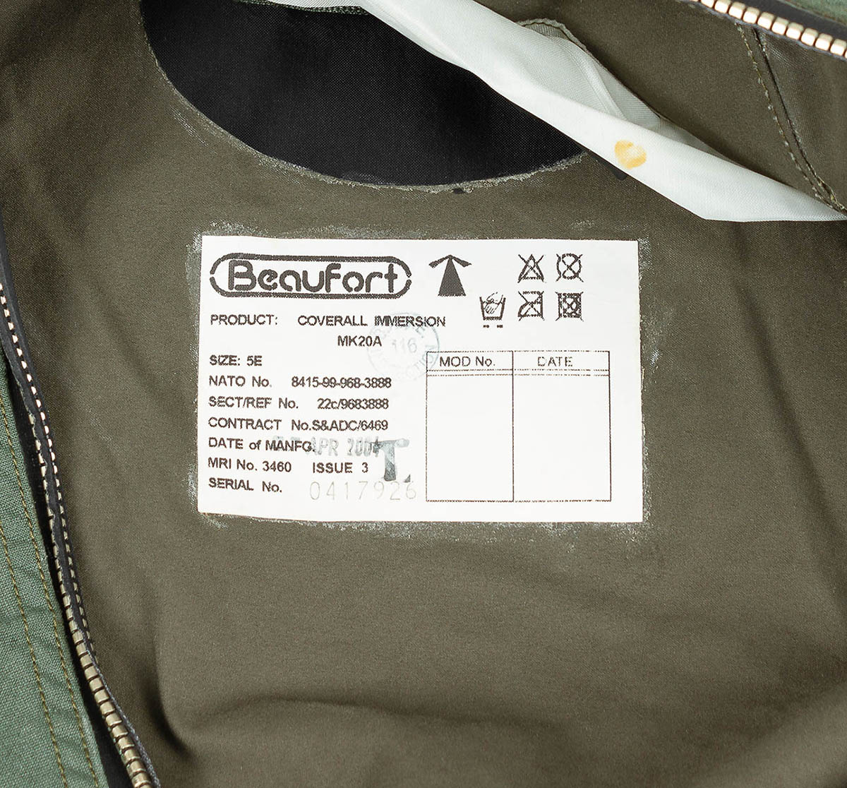 Image 4 de l'article GB combinaison, AIRCREW, IMMERSION MK20A, occ. 